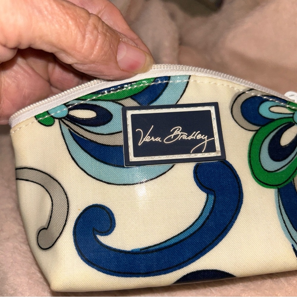 Vera Bradley Cream and Blue Swirl Pouch